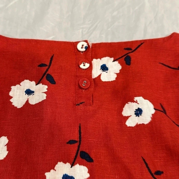 SEASALT CORNWALL 100% Linen Tunic Dress with Ree and White floral pattern Size 6 - Picture 8 of 8